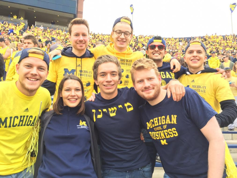 Ross exchange students experience the excitement of a University of Michigan football game at the Big House